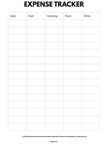 Prospecting Field Log Book