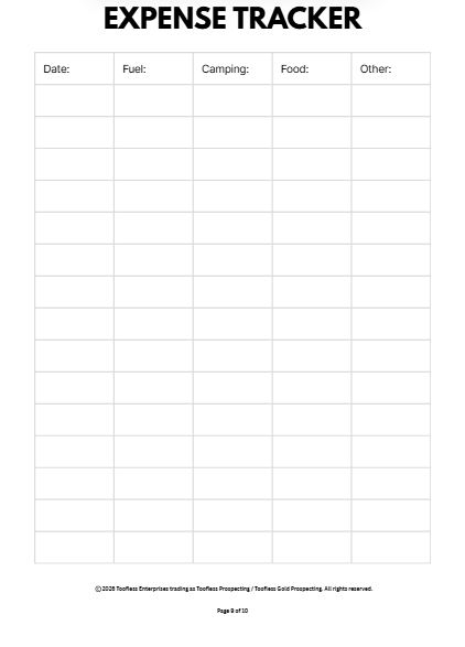 Prospecting Field Log Book