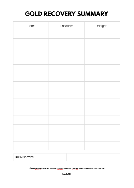 Prospecting Field Log Book